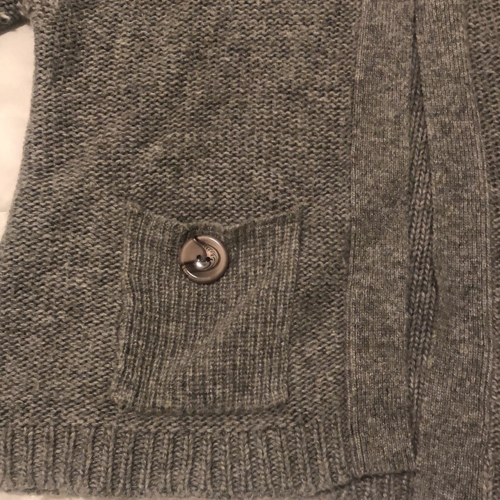 BCBG MaxAzria angora wool blend sweater in grey with top design button 2 pockets - Picture 4 of 12